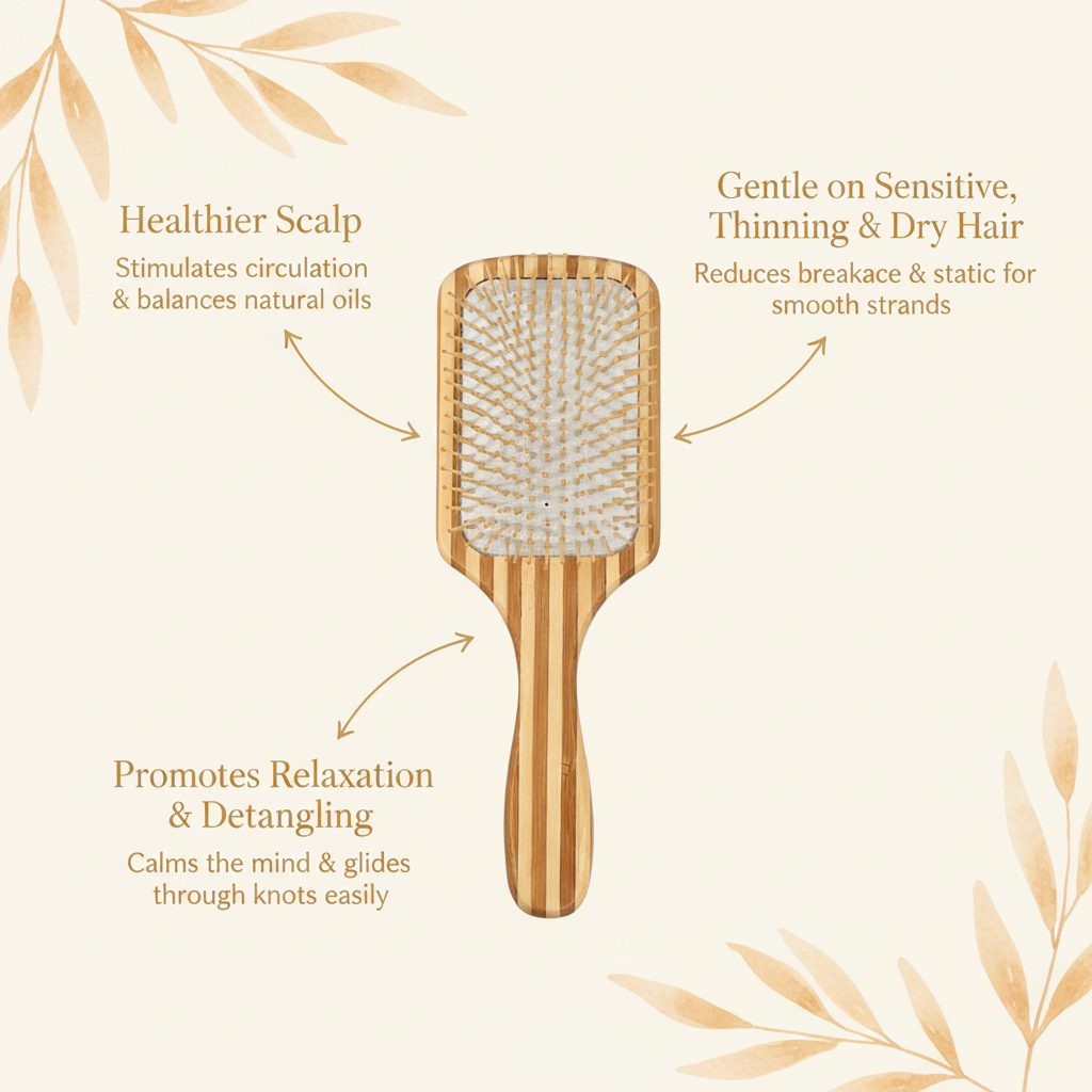The Slow Down Brush — Bamboo Paddle Brush for Detangling & Smooth Hair